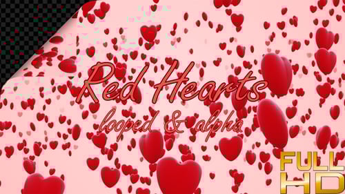 Animated Red Hearts Floating Alpha Channel Overlay
