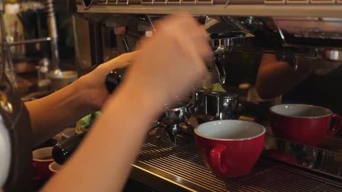 Making Coffee At Coffee Shop