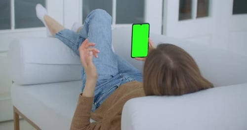 Phone with Green Screen and Chroma Key Closeup. Chromakey Mockup with Tracking Markers and Alpha
