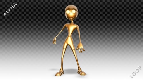 3D Golden Character Dance Loop Animation