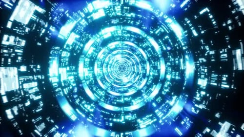 4K Blue Glow Scifi Space Tunnel 01