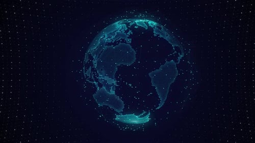 Digital Earth Globe with Rotating Plexus Network