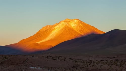Timelapse Sunrise Ollague Volcano Bolivia