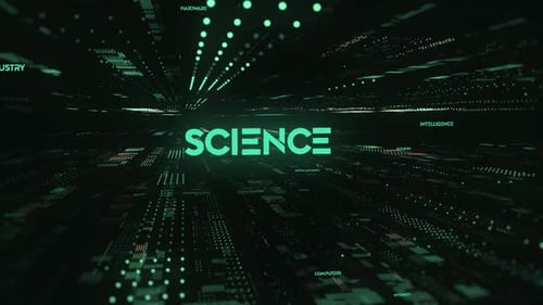 Futuristic Digital Data Stream Science Text Animation