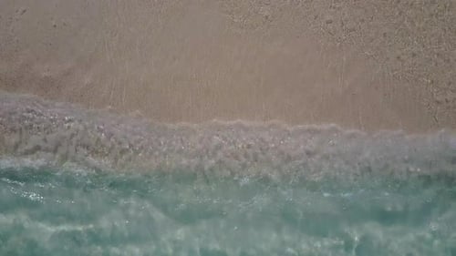 Aerial drone scenery of marine lagoon beach trip by sea with sand background