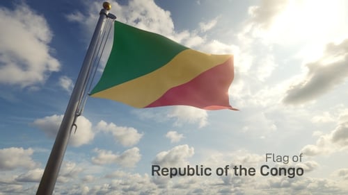 Republic of the Congo National Flag Waving with Sunny Sky