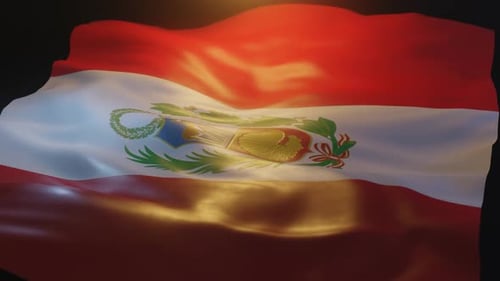 Realistic Waving Peruvian Flag Motion Background Loop
