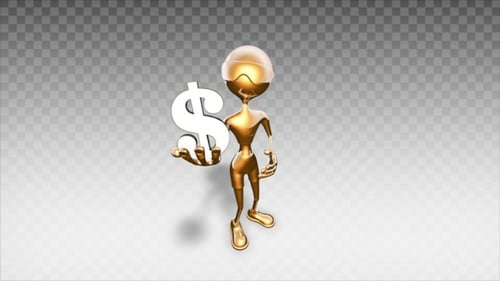 Homme 3D doré - Cartoon Show Dollar