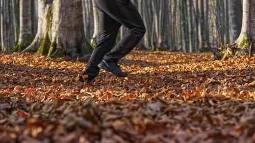 Running Man In Forest