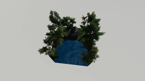 Casa isométrica en medio de la naturaleza durante el día