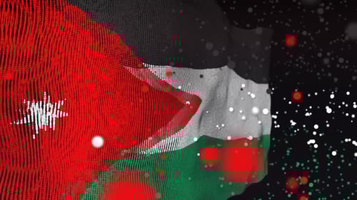Abstract Jordan Flag Waving with Digital Particle Animation