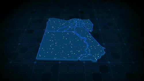 Futuristic Digital Map of Egypt with Glowing Data Network