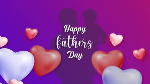Happy Fathers Day Greeting with Father and Child Silhouette