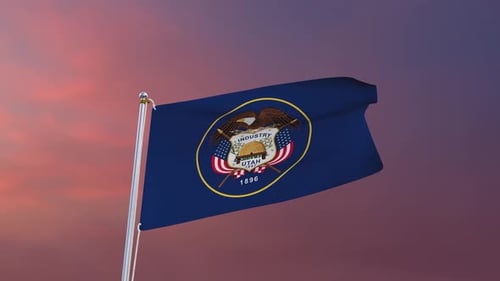 Waving Utah State Flag Seamless Loop Animation