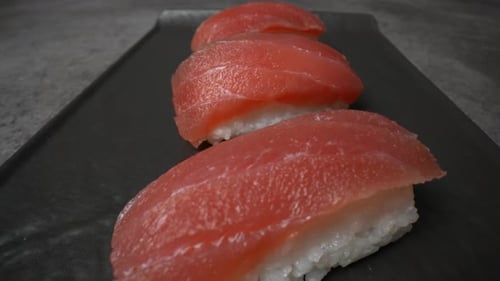 Delicious Fresh Tuna Nigiri Sushi Close Up