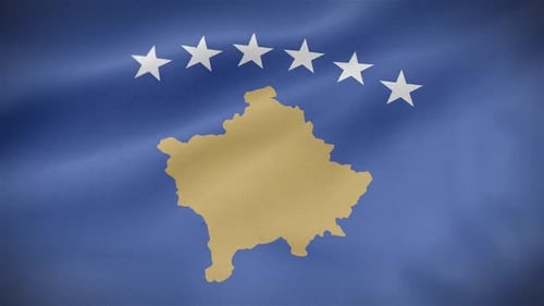 Realistic Waving Flag of Kosovo Seamless Loop