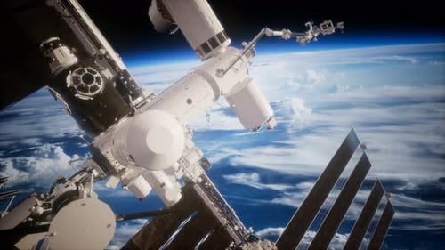 Internationale Raumstation im Weltraum über dem Planeten Erde