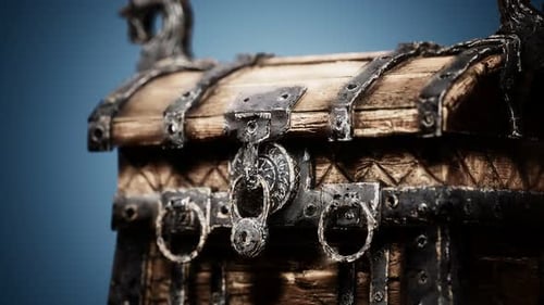 Closed Wooden Treasure Chest with Metal Clasp