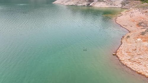 Mountain river high in the mountains Aerial View 4 K