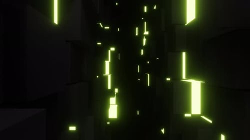 Bewegung der beleuchteten kubischen Wände aus Metall Vj Loop 4K