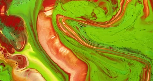 Liquid colors of green and red