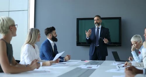 Business Team Meeting in Bright Modern Office