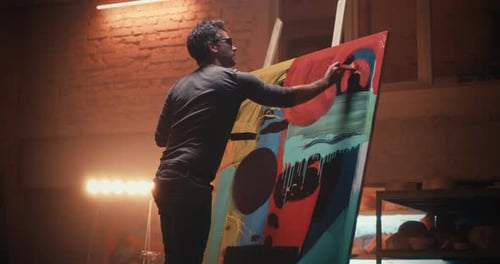 Artist Painting Abstract Artwork Studio