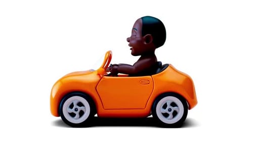 Happy Driver in Orange Convertible Car Animation