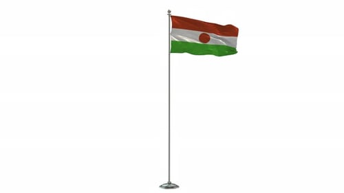 Realistic Niger Flag Waving on Pole