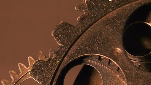Clockwork Gears Rotating in Close Up