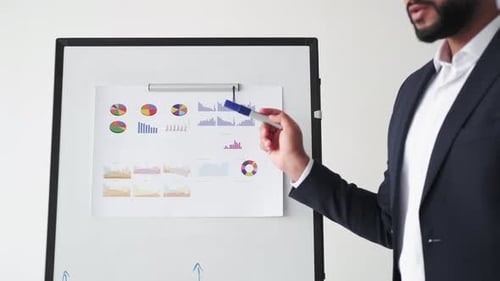 Young Adult Presents Charts and Graphs