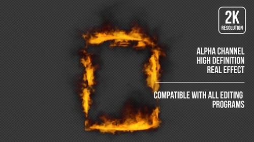Burning Square Frame with Alpha Channel