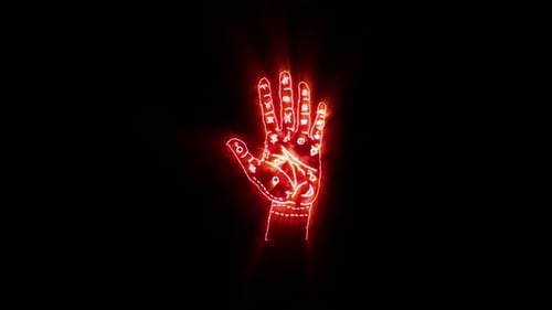 Neon Red Glowing Hand Outline Animation