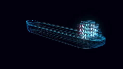 Cargo Ship Hologram Rotating 4k
