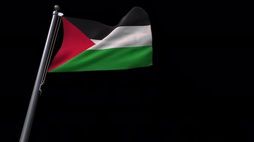 Realistic Palestine Flag Waving Isolated on Black