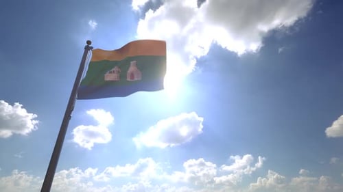 Drapeau de la ville d'Ekaterinbourg sur un mât V4