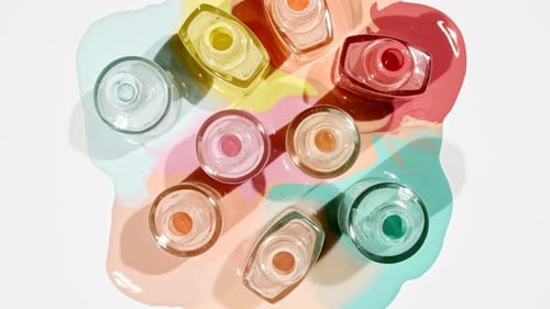 Pastel Nail Polish Bottles Arranged Artistically