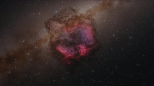 Flying Through Abstract Cosmic Nebula and Starfield in Space