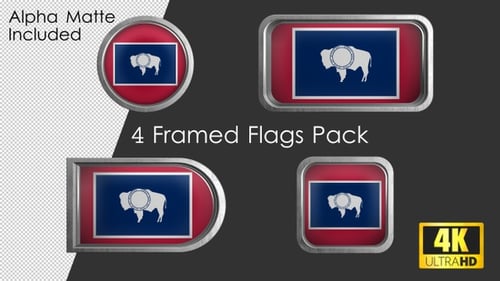 Animated 4K Framed Wyoming State Flag Pack