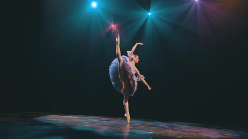 Elegant Ballerina Performing Ballet Dance on Stage