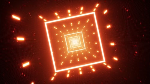 Orange Square Multiple Light Tunnel VJ Loop