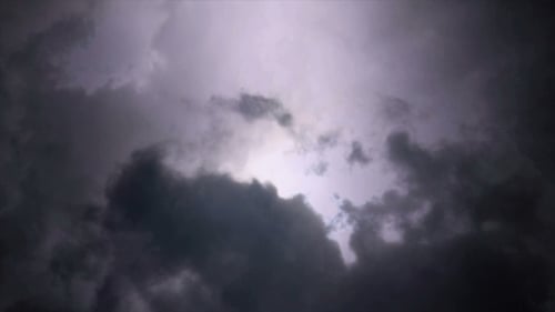 Dark Clouds with Lightning at Night
