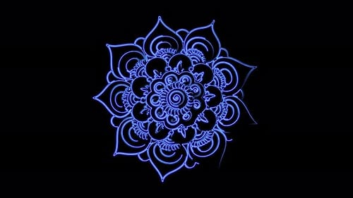 Mandala Abstract ornament multicolored neon line motion. 4k video pattern mandala India.