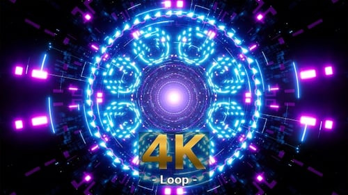 Neon Geometric Sci Fi Tunnel VJ Loop