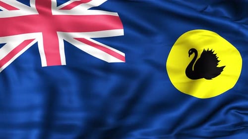 Waving Flag of Western Australia with Realistic Fabric Motion
