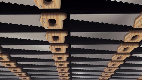 A Lot Of Farm Hand Saws In A Row 4k