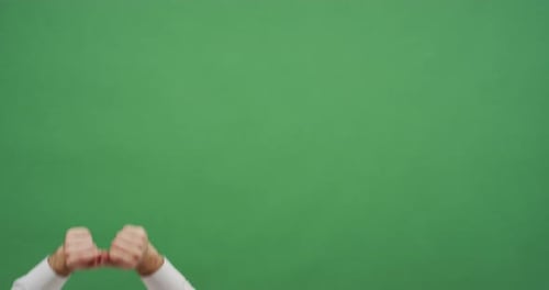 Arms Pointers Against Green Screen Chroma Key