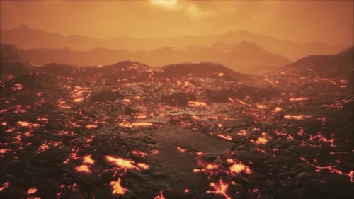 Ende des Vulkanausbruchs Tolbachik mit Lavafeldern