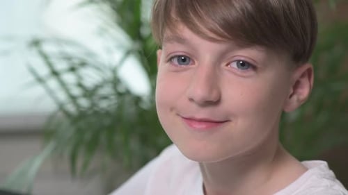 Happy Boy Smiling at Camera Close Up