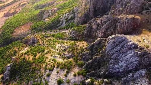Incredible Mountain Landscape in Golden Hours at Dawn Valley with Forest and Trees Epic Aerial Drone
